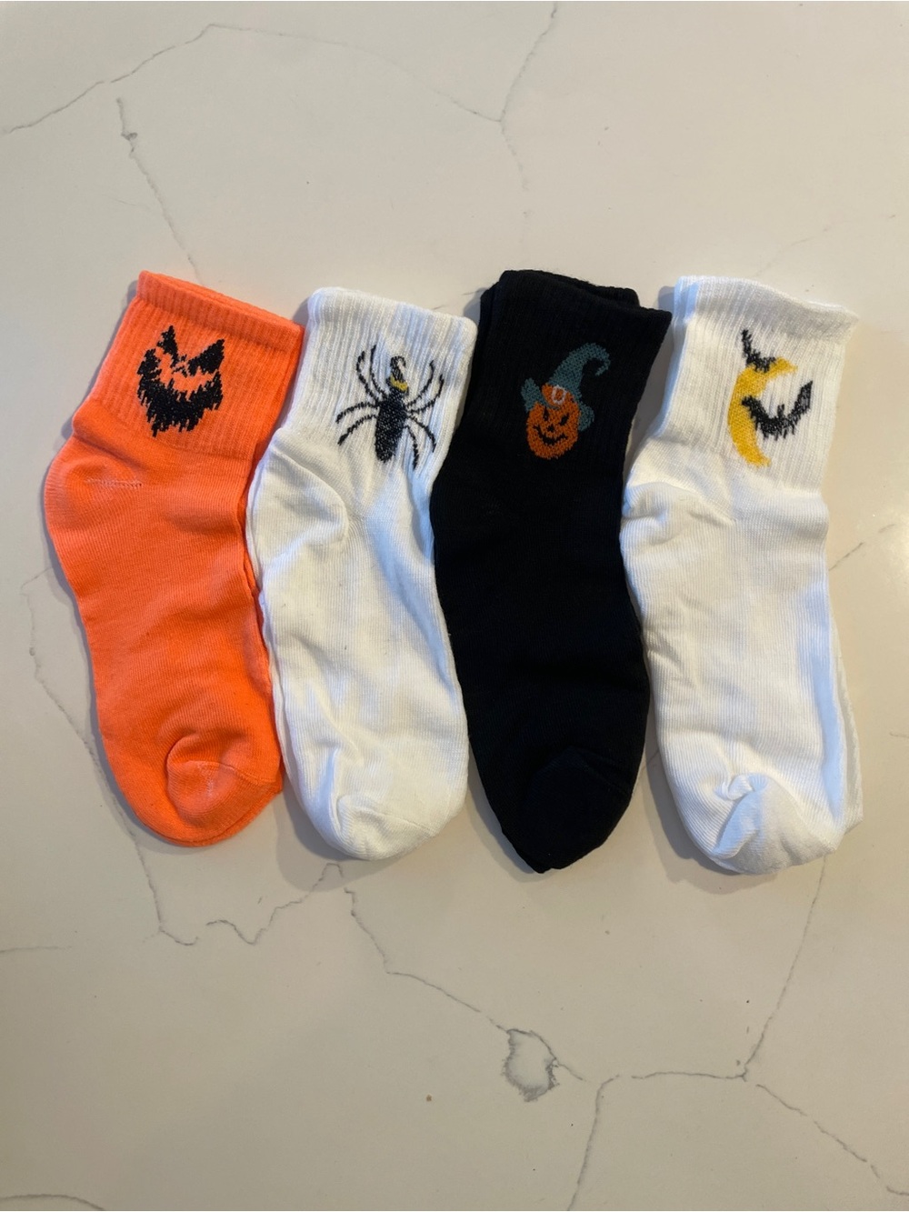 Kids Halloween Crew Socks - Pack of 4 - Orange, White & Black